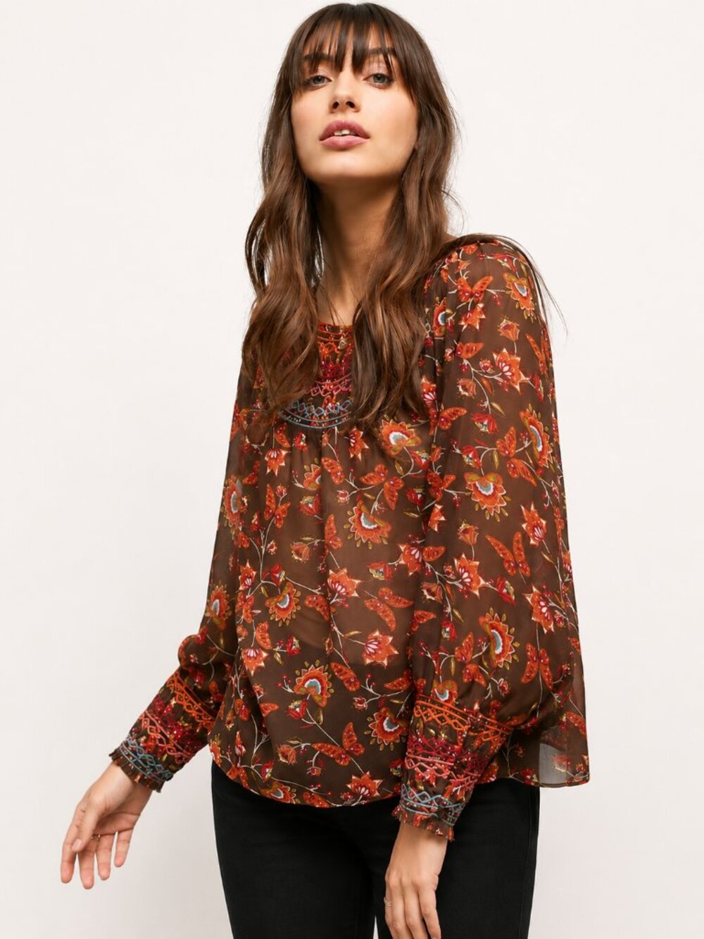 Anthropologie Ranna Gill Embroidered Peasant Top M NWOT